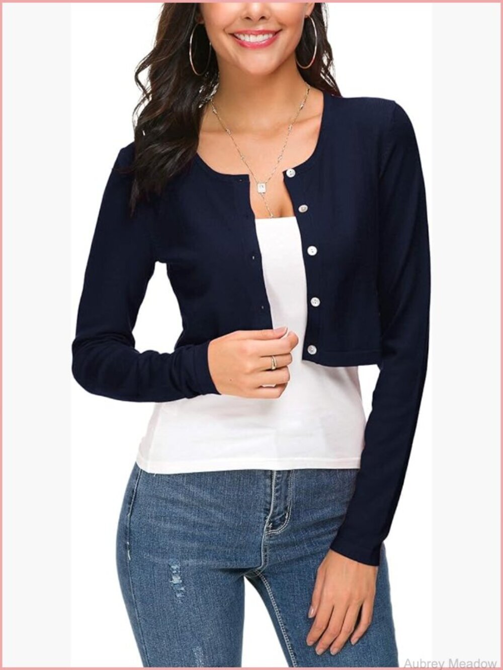 Cropped Knit Cardigan Open Front Bolero Shrug Long Sleeve